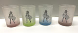 LOT OF 4 - MARILYN MONROE, BERNARD OF HOLLYWOOD FROSTED - MULTICOLOR GLASSES