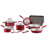 New Rachael Ray Create Delicious 13pc Aluminum Nonstick Cookware Set, Red