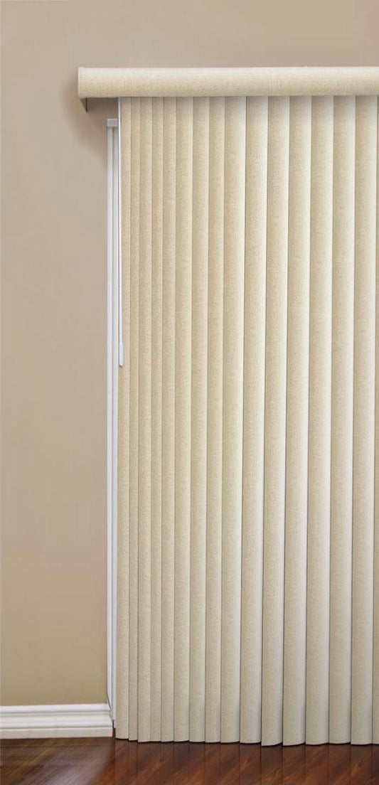 New Design View Casa 3 1/2” Vertical Blinds - Lagoon Stripe, 78” x 84”