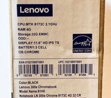 New Lenovo 300e 11.6" Flip Design Touchscreen Chromebook 4GB 32GB 2.1GHz, Dark Gray