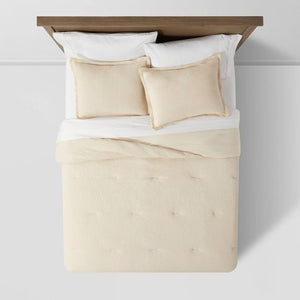 new Washed Waffle Weave Comforter & Pillow Sham 3 Piece Set - Threshold, Natural - King Size