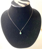 New Mesmerizing 14K White Gold Over Sterling Silver 14 Diamonds & Emerald 18 Inch Designer Necklace