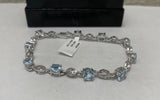 New Beautiful Solid Sterling Silver Huge 9.90 CTW Swiss Blue Topaz 7.75 Inch Designer Bracelet