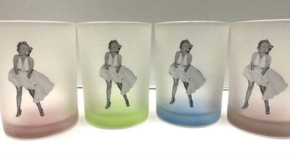 LOT OF 4 - MARILYN MONROE, BERNARD OF HOLLYWOOD FROSTED - MULTICOLOR GLASSES
