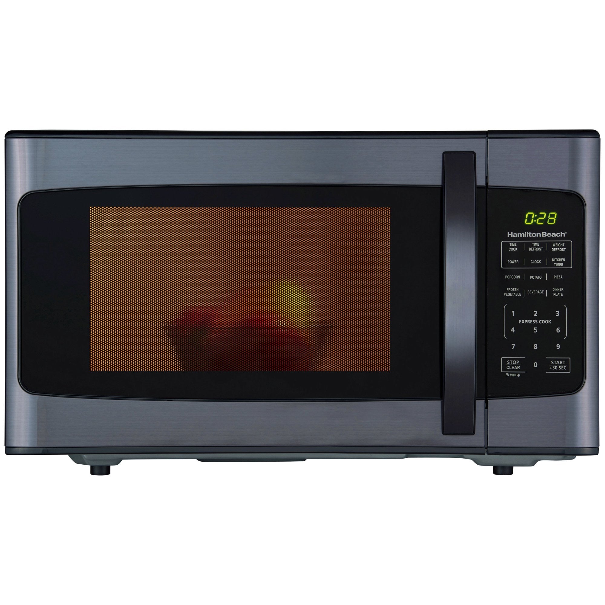 1.1 Cu. ft. Stainless Steel Hamilton Beach 1000W Mid Size Black Microwave  Oven