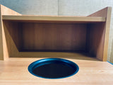 new Other Round Drop Top Waste Receptacle with Tray Shelf, Brown