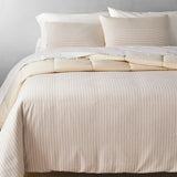 New Heavyweight Linen Blend Stripe Comforter & Sham 3 Piece Set - Casaluna, Size Full/Queen - Natural