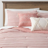 new Hartly Woven Diamond Comforter Bedding 5 Piece Set - Threshold, Pink - Size King