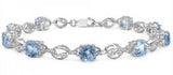 New Beautiful Solid Sterling Silver Huge 9.90 CTW Swiss Blue Topaz 7.75 Inch Designer Bracelet