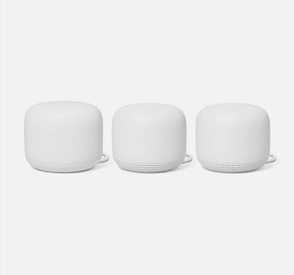 Google Nest H2D Wi-Fi Router & Two Google Nest H2E Wi-Fi Extender and Smart Speakers, White