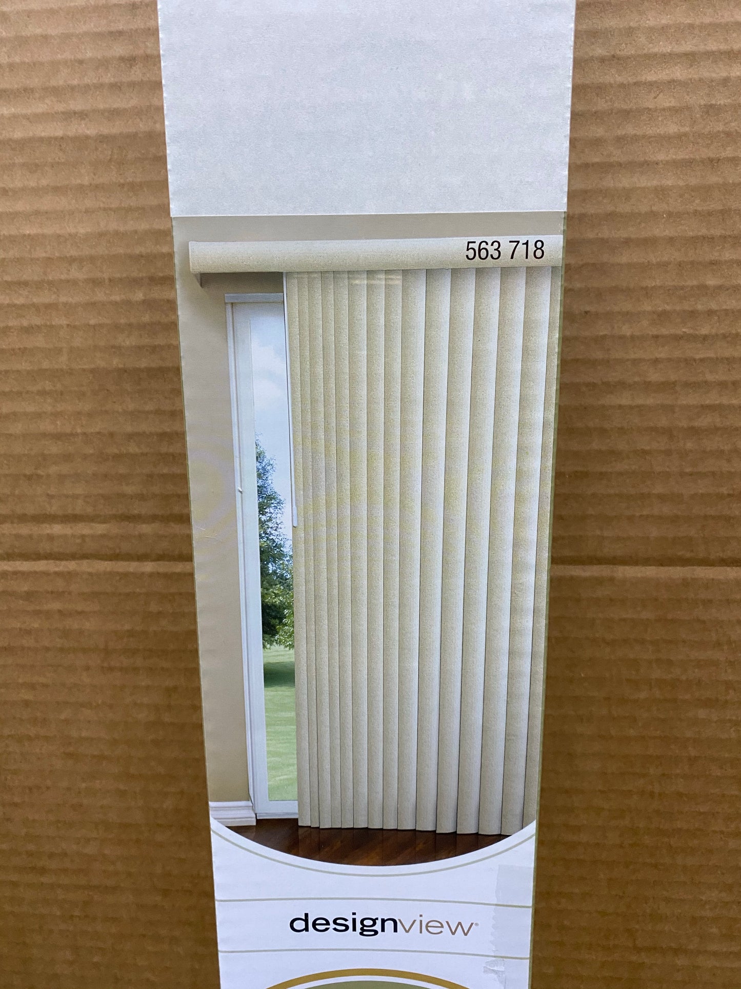 New Design View Casa 3 1/2” Vertical Blinds - Lagoon Stripe, 78” x 84”