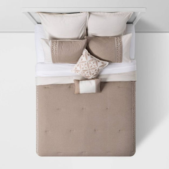King Lace Border Cotton Slub Comforter & Sham Set White - Threshold Designed with Studio McGee