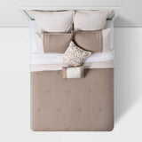new Threshold Quality & Design 8 Piece Hawley Comforter Set, Queen, Taupe