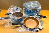 New Farberware Reliance Pro Copper Ceramic 14pc Nonstick Cookware Set with Prestige Tools, Aqua