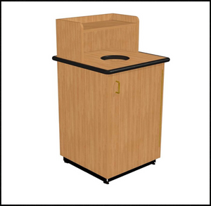 new Other Round Drop Top Waste Receptacle with Tray Shelf, Brown