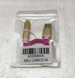 new Nice You 2 in 1 Pink Sync and Charge USB Cable With 8 Pin Lightning & Micro USB Connectors