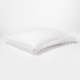 new Lace Border Cotton Slub Comforter & Sham 3 Piece Set - Threshold, Full/Queen - White
