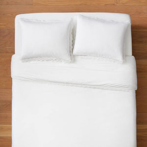new Lace Border Cotton Slub Comforter & Sham 3 Piece Set - Threshold, Full/Queen - White