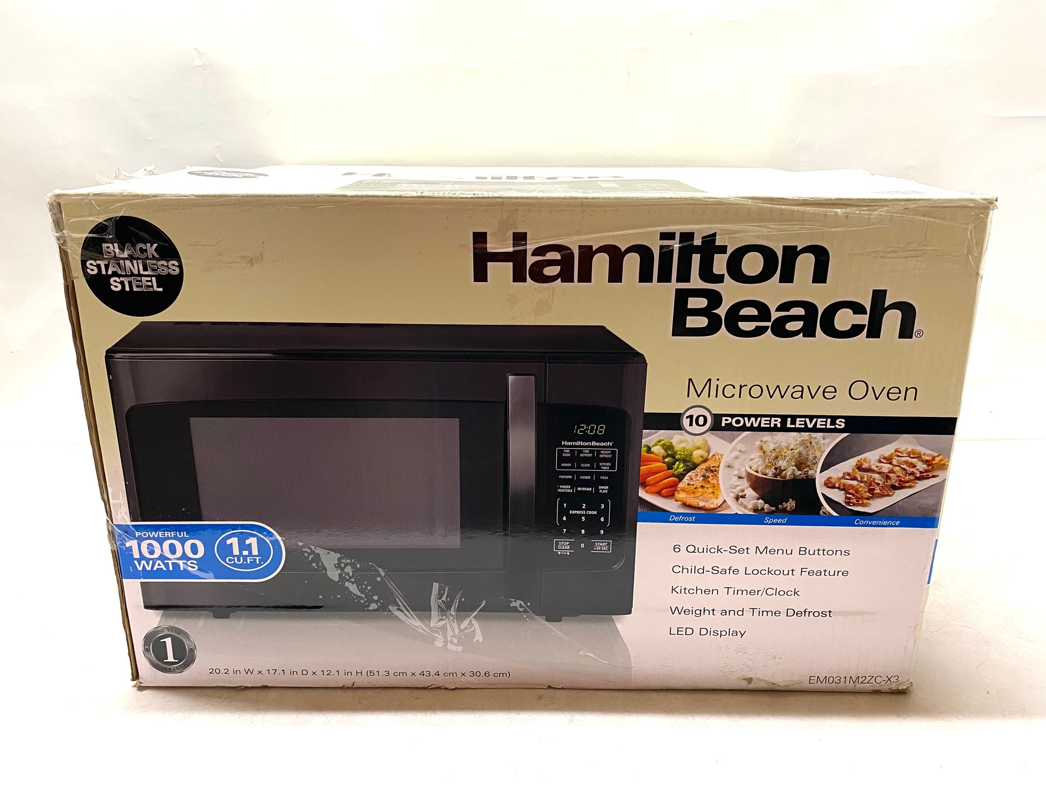 Hamilton Beach 1.1 cu. ft. Countertop Microwave Oven, 1000 Watts, Black  Stainless Steel 